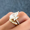 Lotus Triple Row Pavé Engagement Ring With Pear Cut Diamond
