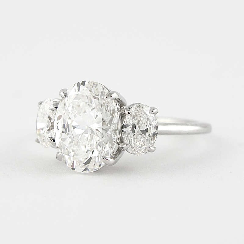 1.91CT Oval Cut Moissanite 3 Stone Engagement Ring
