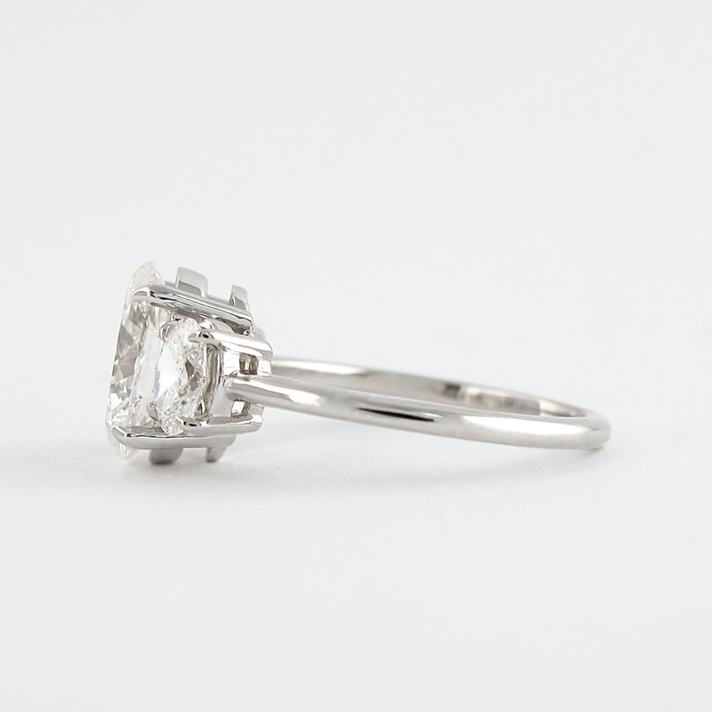 1.91CT Oval Cut Moissanite 3 Stone Engagement Ring