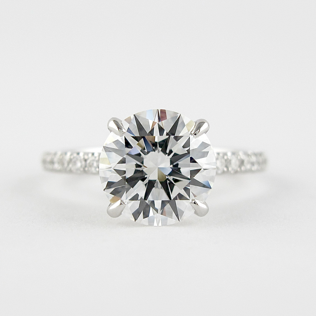1.50CT Round Cut Moissanite Solitaire Pave Setting Engagement Ring