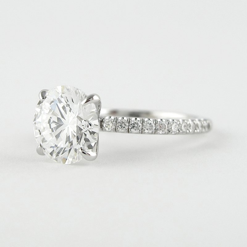 1.50CT Round Cut Moissanite Solitaire Pave Setting Engagement Ring