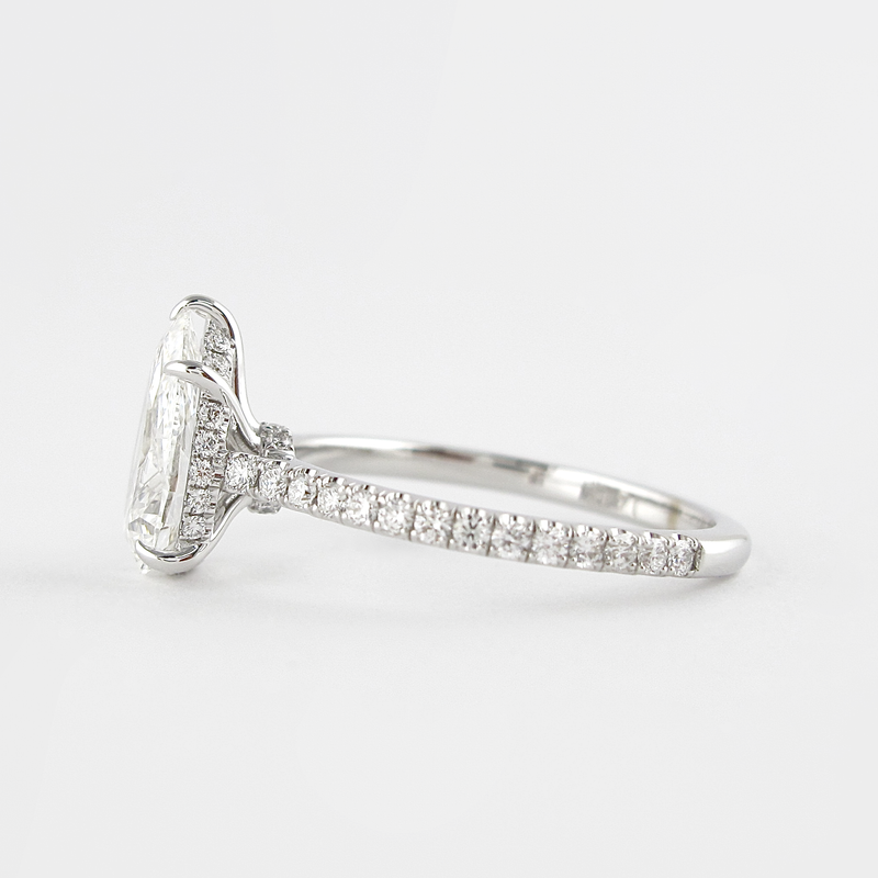 1.50 - 3.50 CT Pear Cut Moissanite Hidden Halo 5 Prongs Engagement Ring