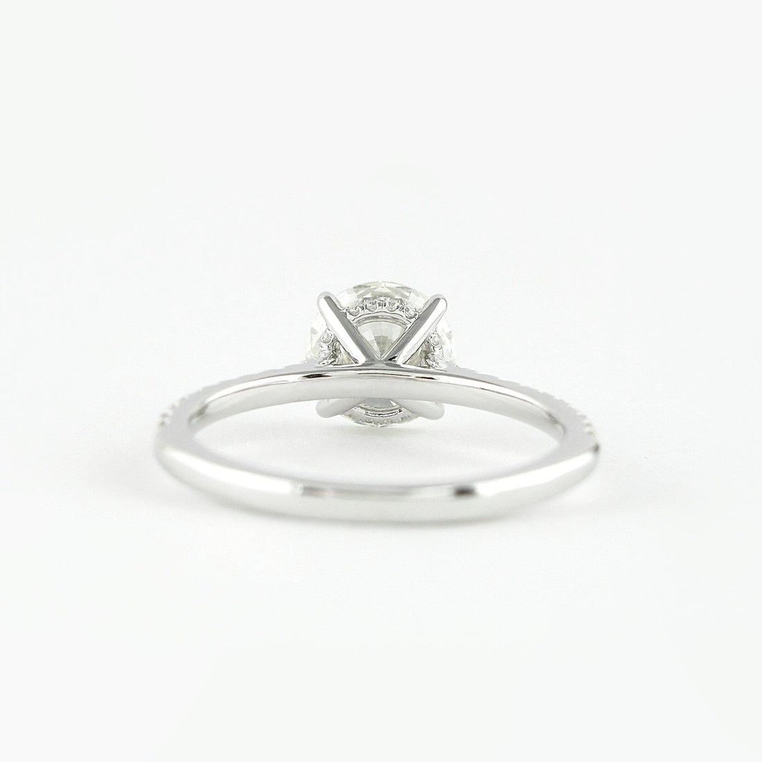 1.0CT Round Cut Pave Setting Moissanite Engagement Ring