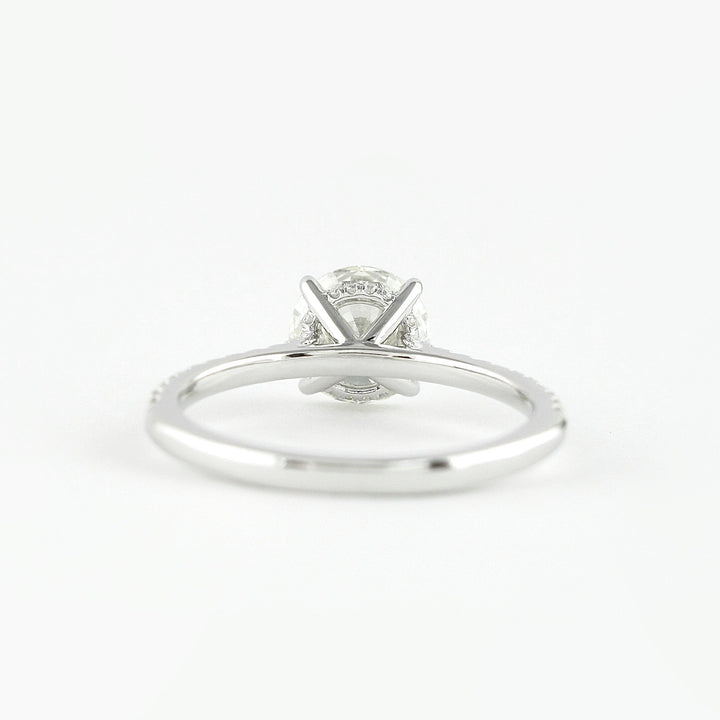 1.0CT Round Cut Pave Setting Moissanite Engagement Ring