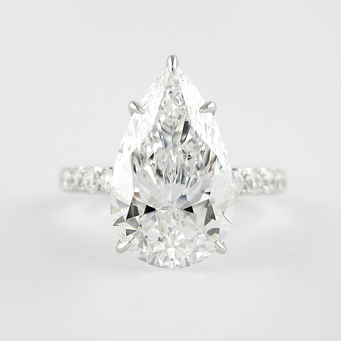 2.10CT Pear Moissanite Hidden Halo Pave Setting Engagement Ring