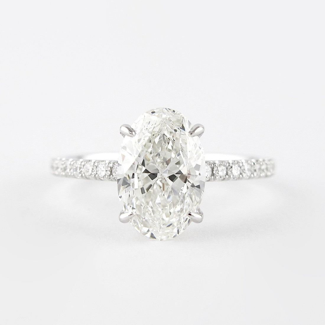 1.91CT Oval Cut Moissanite Hidden Halo Pave Setting Engagement Ring