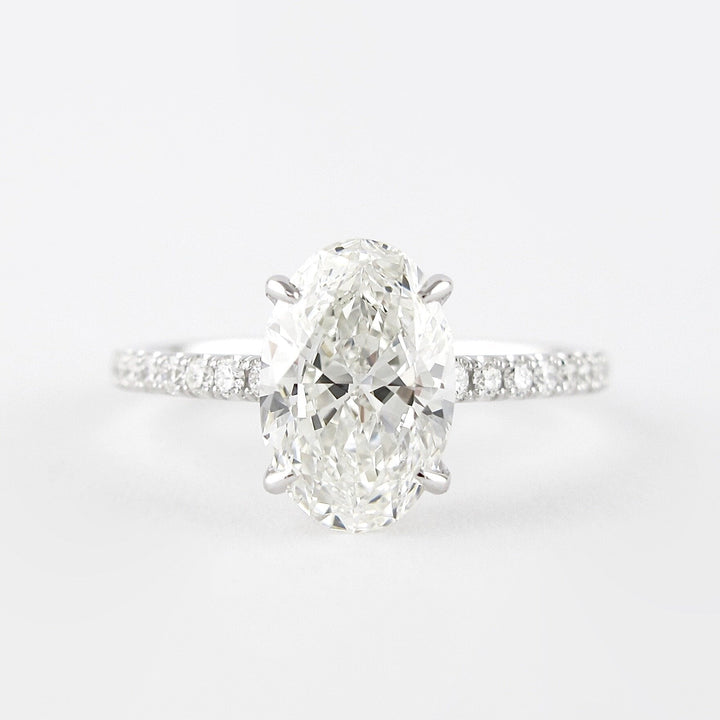 1.91CT Oval Cut Moissanite Hidden Halo Pave Setting Engagement Ring