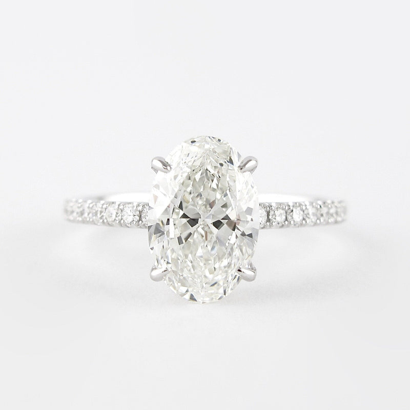 1.91CT Oval Cut Moissanite Hidden Halo Pave Setting Engagement Ring
