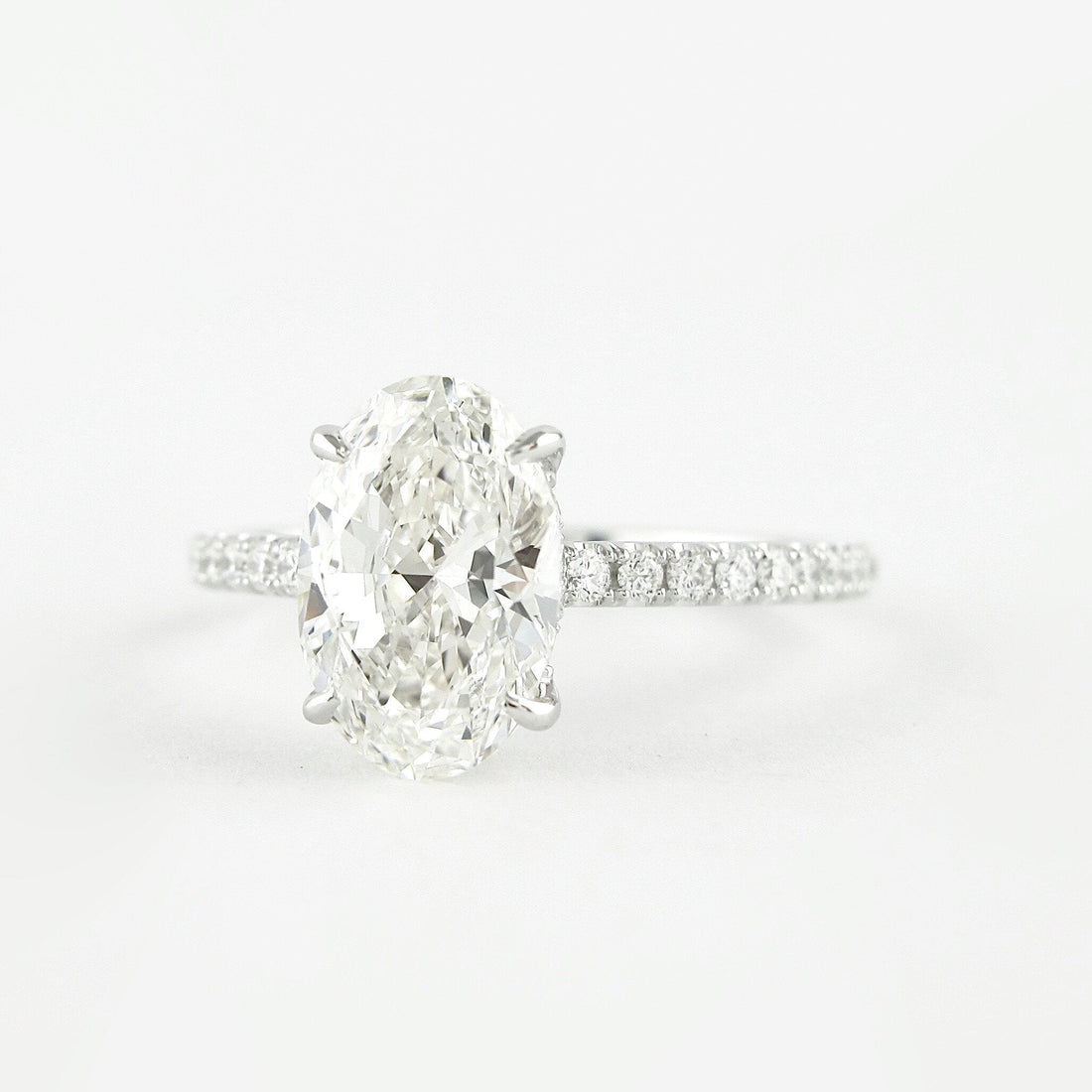 1.91CT Oval Cut Moissanite Hidden Halo Pave Setting Engagement Ring