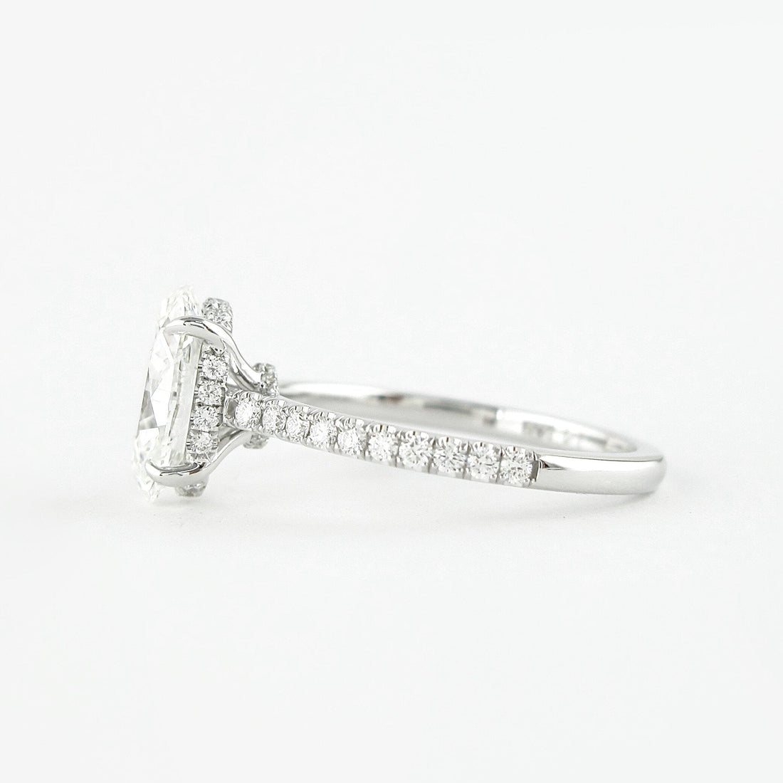 1.91CT Oval Cut Moissanite Hidden Halo Pave Setting Engagement Ring