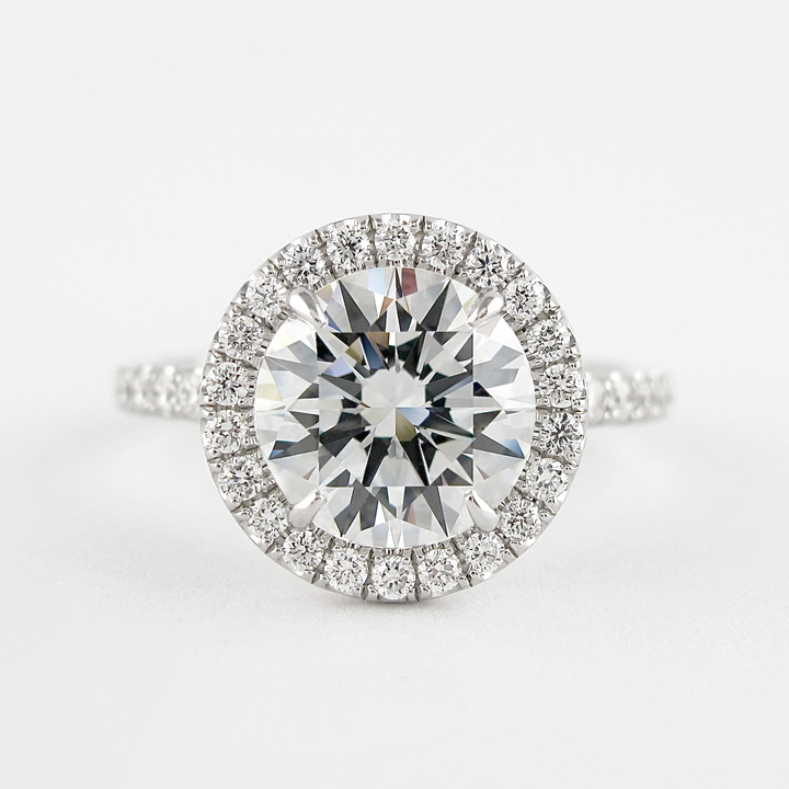 1.0CT Round Brilliant Cut Moissanite Diamond Halo Engagement Ring