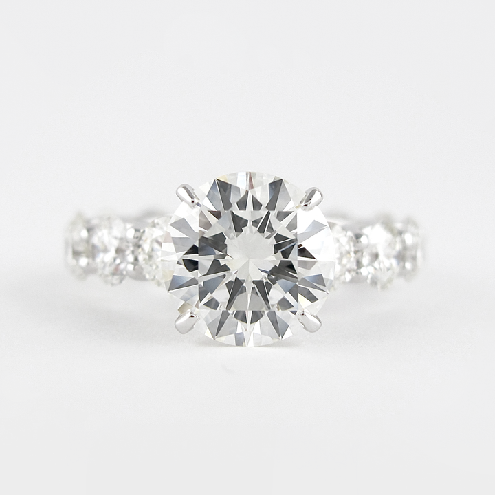 1.40CT Round Cut Moissanite Pave Style Engagement Ring