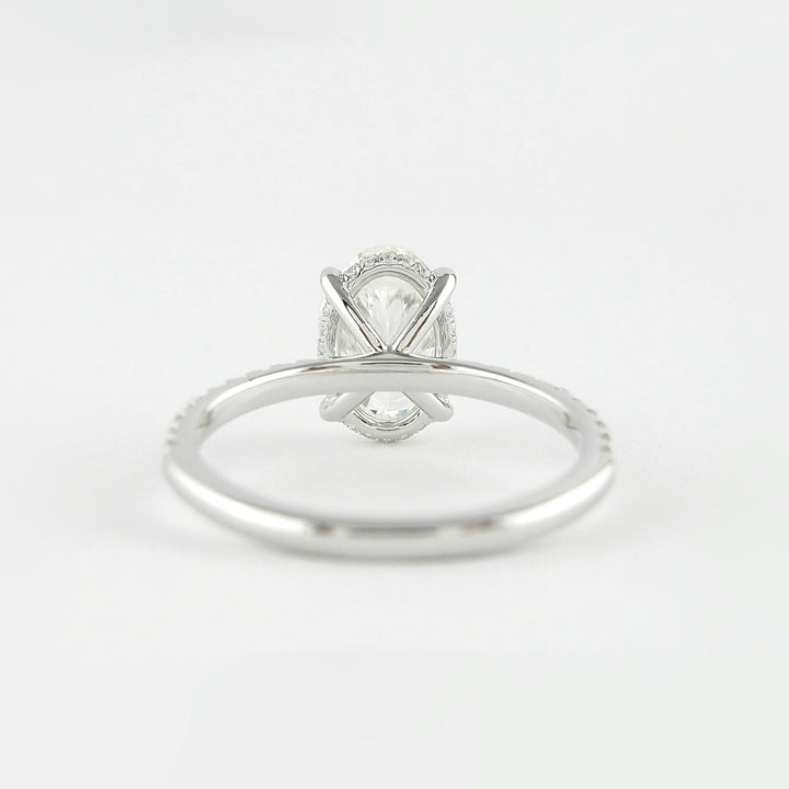 1.33CT Oval Cut Hidden Halo Moissanite Solitaire Engagement Ring