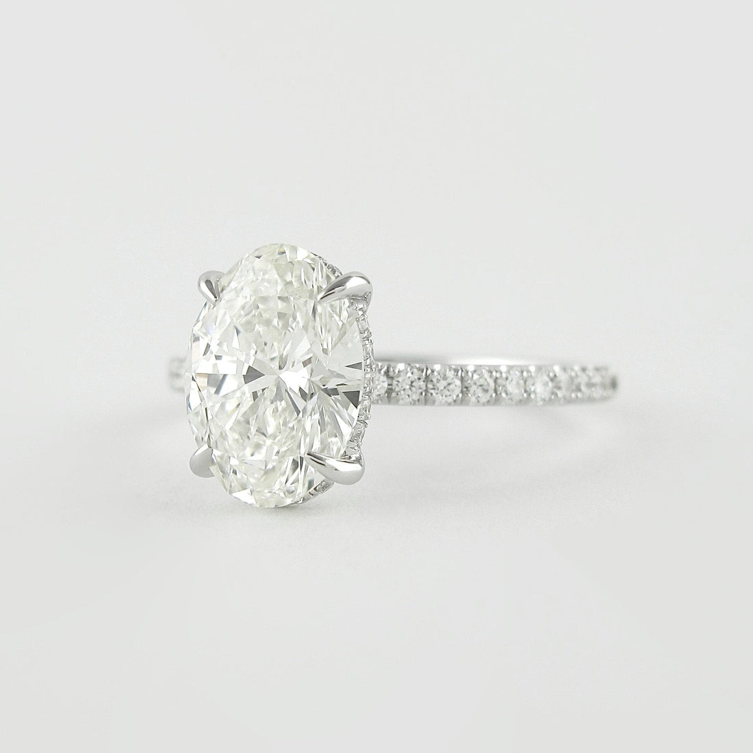 1.33CT Oval Cut Hidden Halo Moissanite Solitaire Engagement Ring