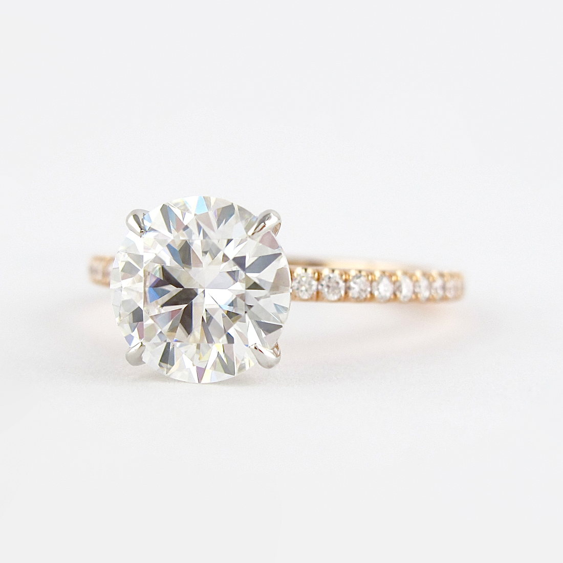 2.3 Ct Round  Two-Tone  Moissanite Diamond Engagement Ring