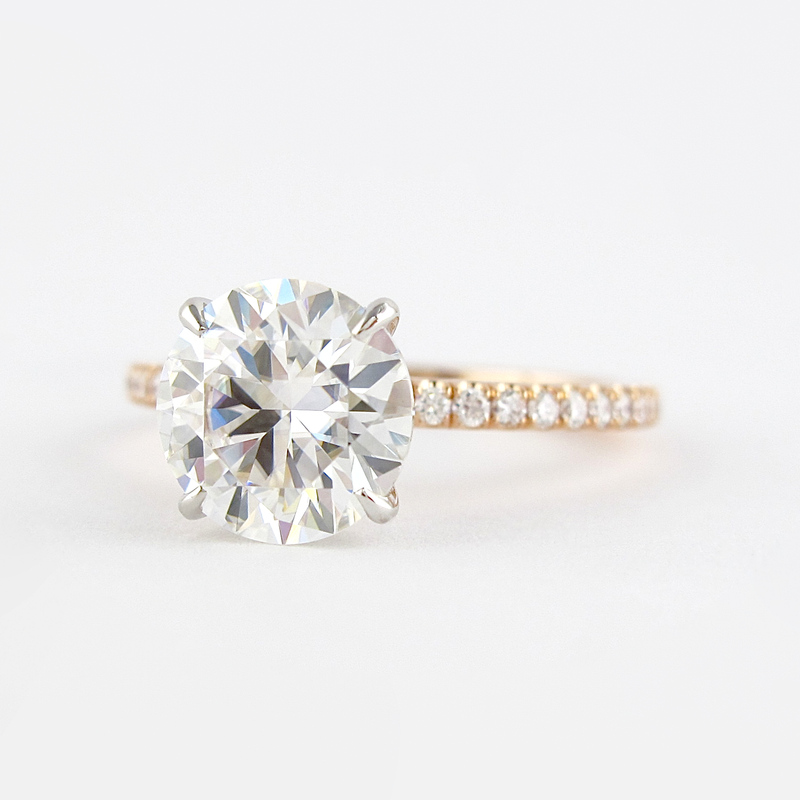 1.50CT Round Moissanite Solitaire Two Tone  Engagement Ring
