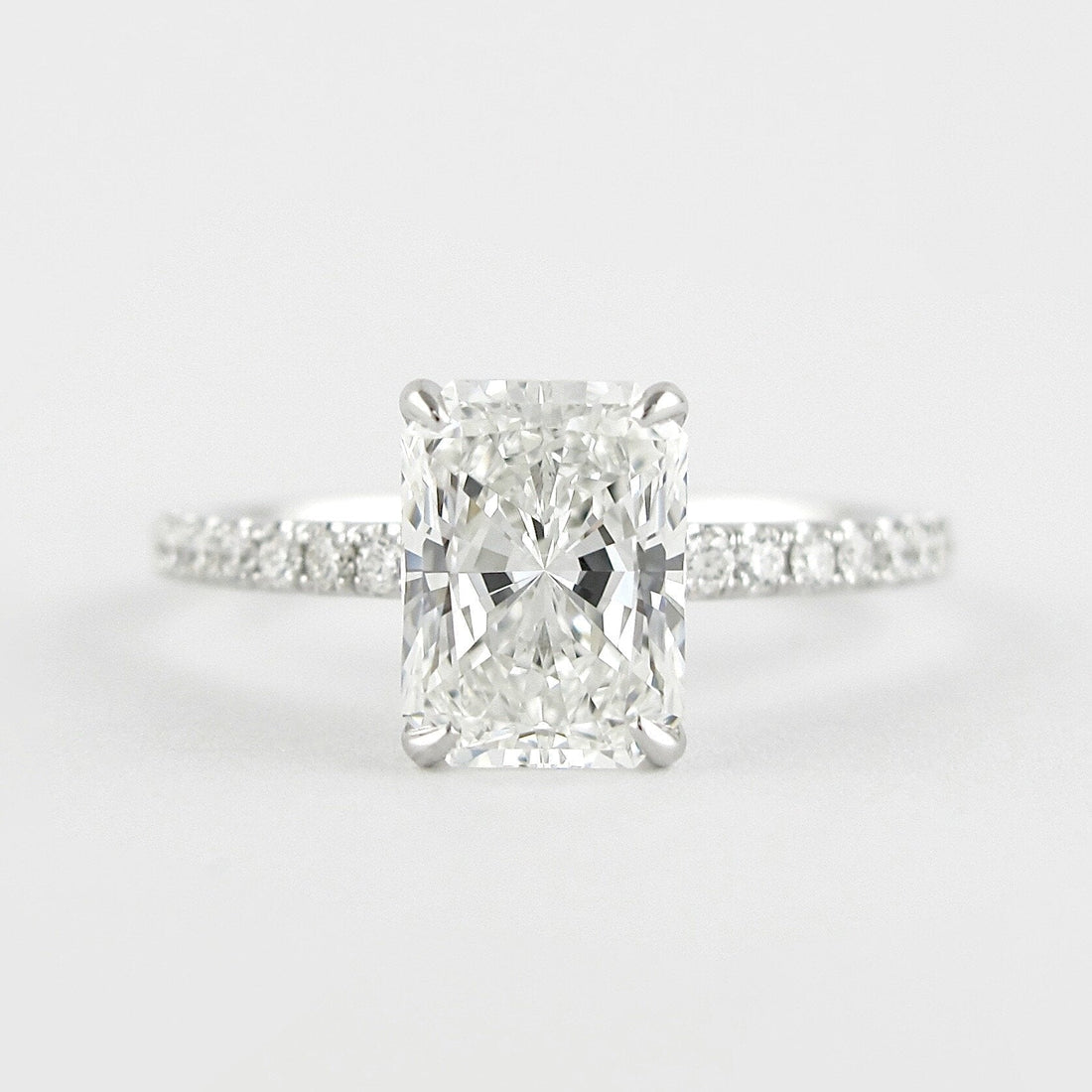 1.80CT Radiant Cut Moissanite Solitaire Pave Setting Engagement Ring