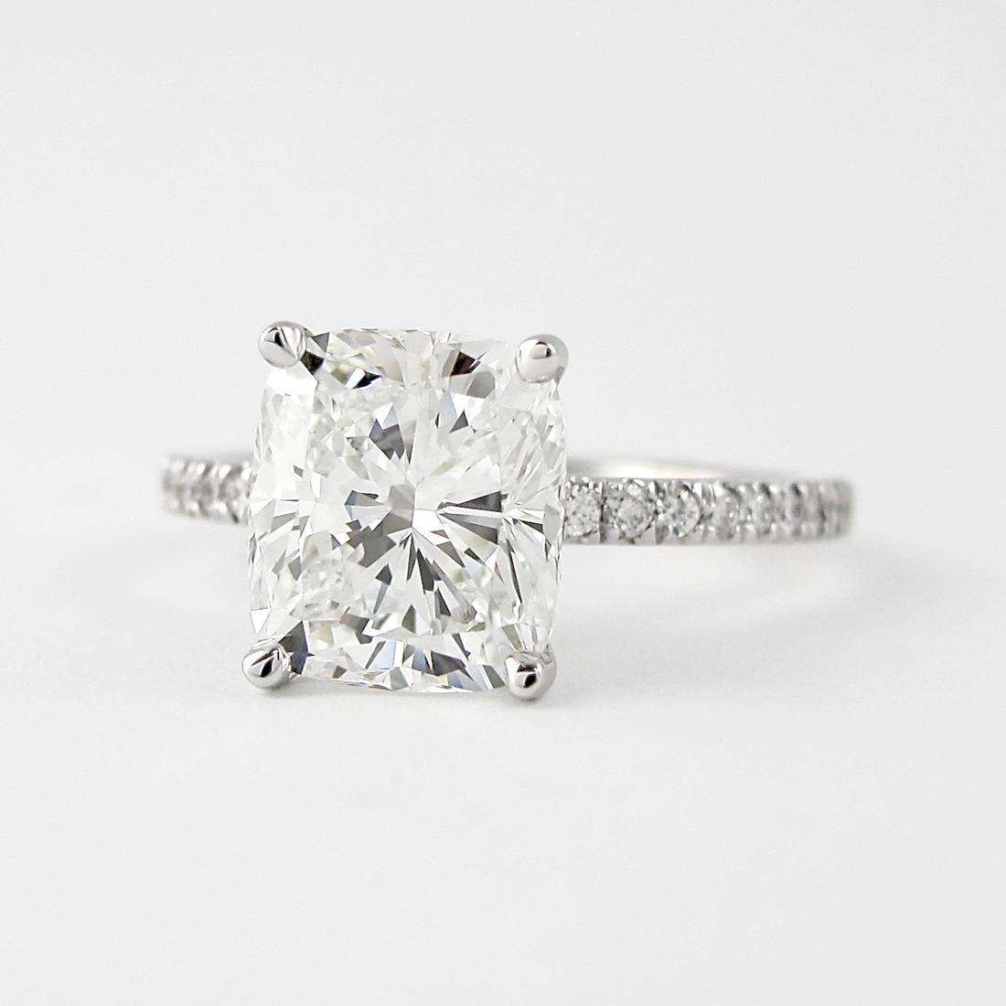 1.50CT Cushion Cut Pave Style Moissanite Engagement Ring