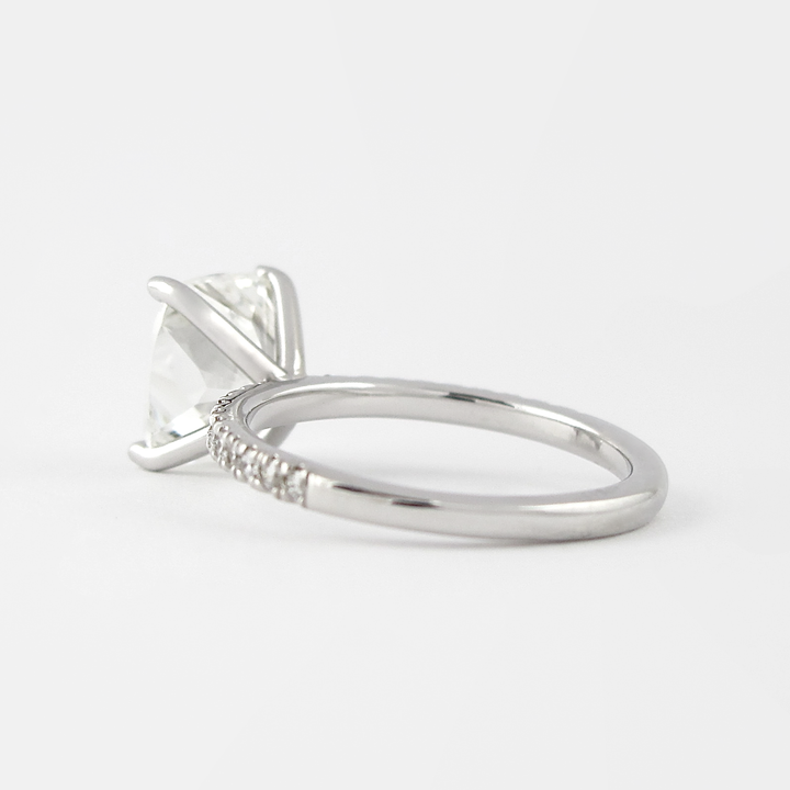 1.50CT Cushion Cut Pave Style Moissanite Engagement Ring