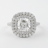 0.95CT Cushion Cut Double Halo Moissanite Engagement Ring