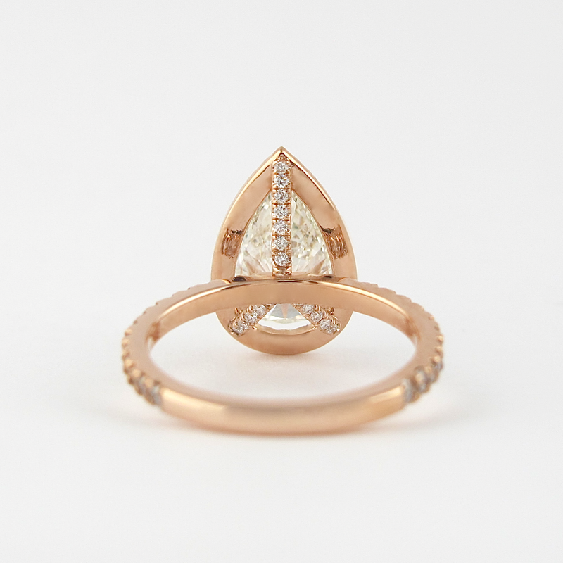 2.10CT Pear Cut Moissanite Halo Engagement Ring