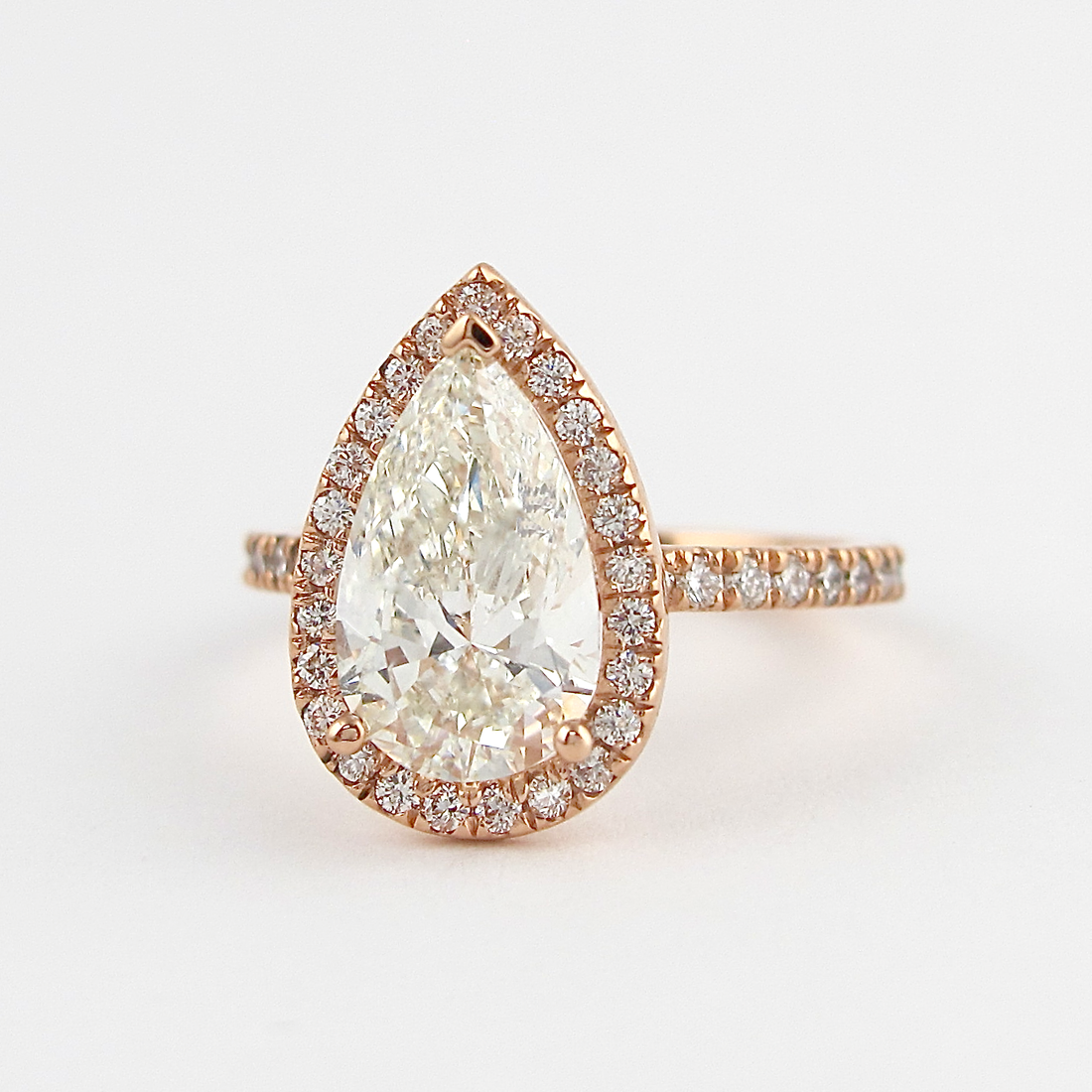 2.10CT Pear Cut Moissanite Halo Engagement Ring