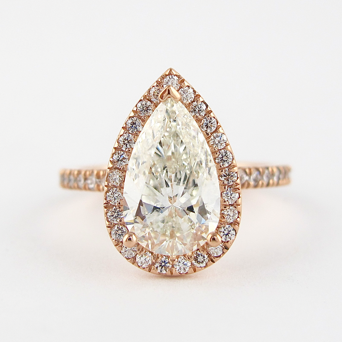 2.10CT Pear Cut Moissanite Halo Engagement Ring