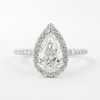 1.50CT Pear Moissanite Halo 3 Prongs Engagement Ring