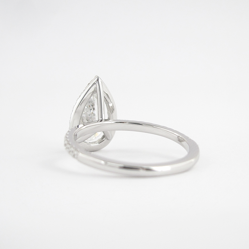 1.60 Ct Pear Halo Style Moissanite Diamond Engagement Ring