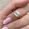 2CT East West Emerald Cut Moissanite Half Bezel Solitaire Engagement Ring