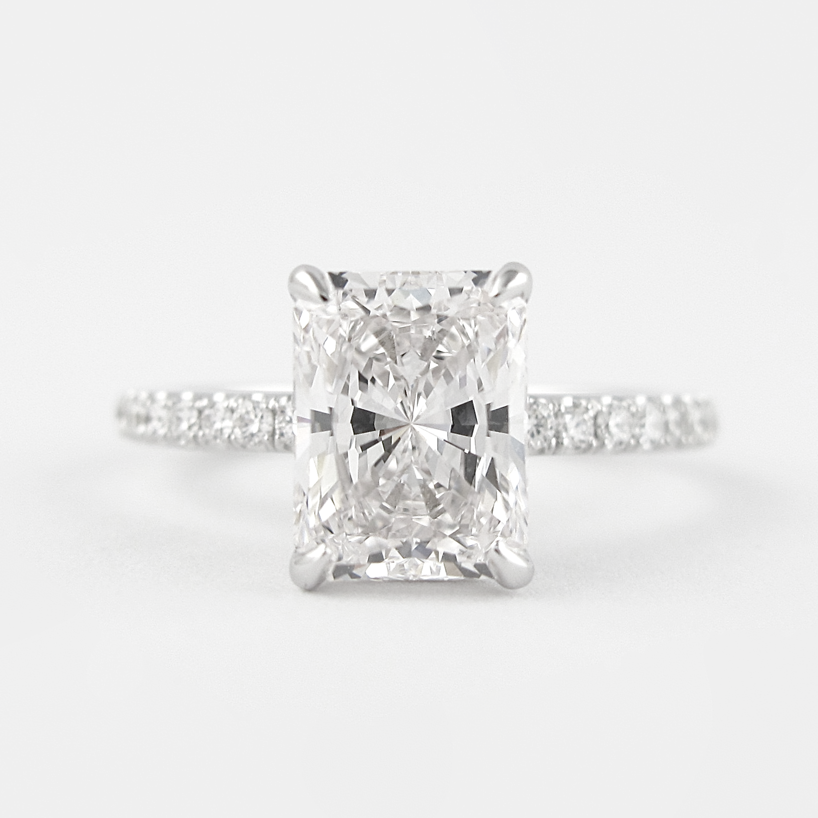 1.80CT Radiant Cut Hidden Halo Moissanite Engagement Ring in 14K White Gold