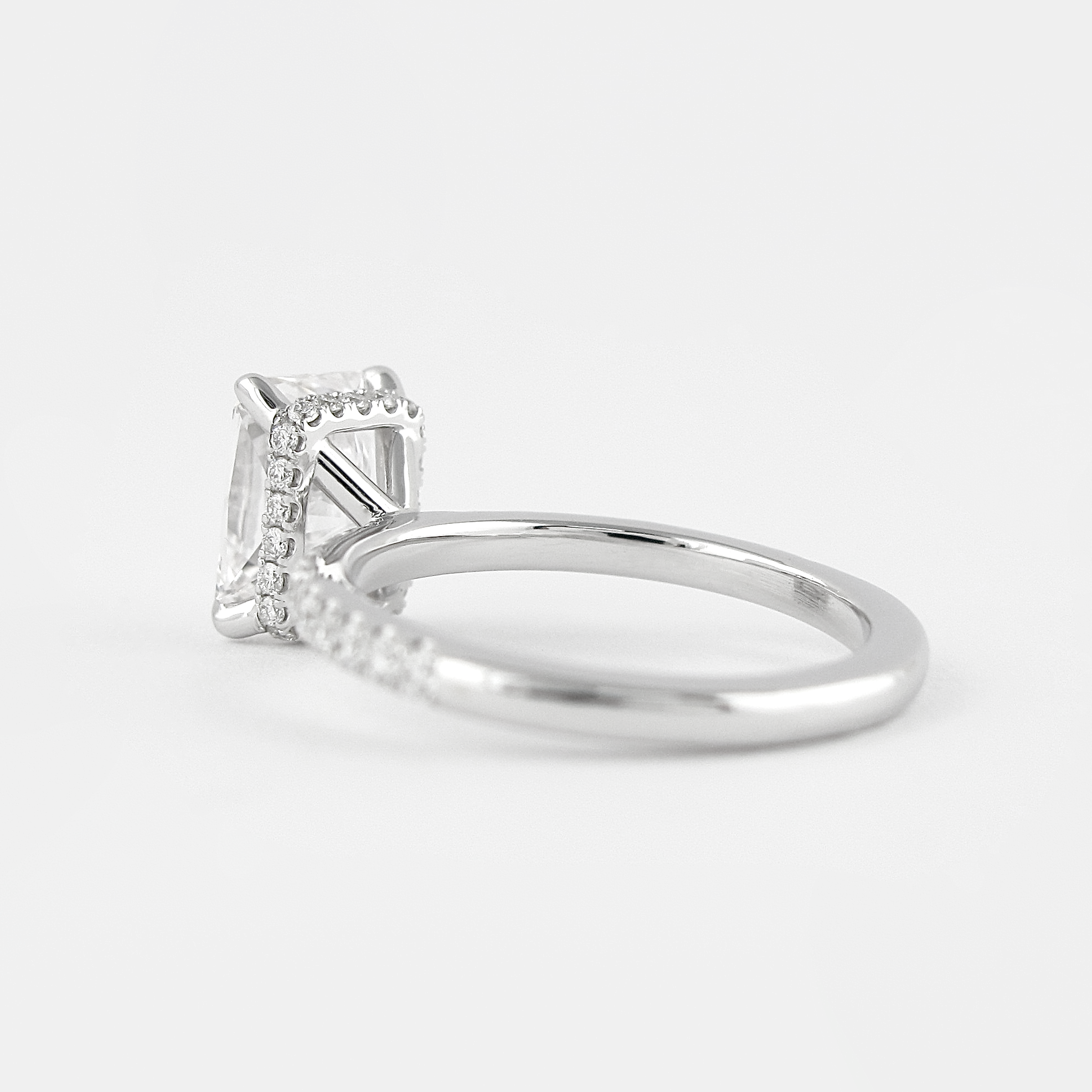 1.80CT Radiant Cut Hidden Halo Moissanite Engagement Ring in 14K White Gold