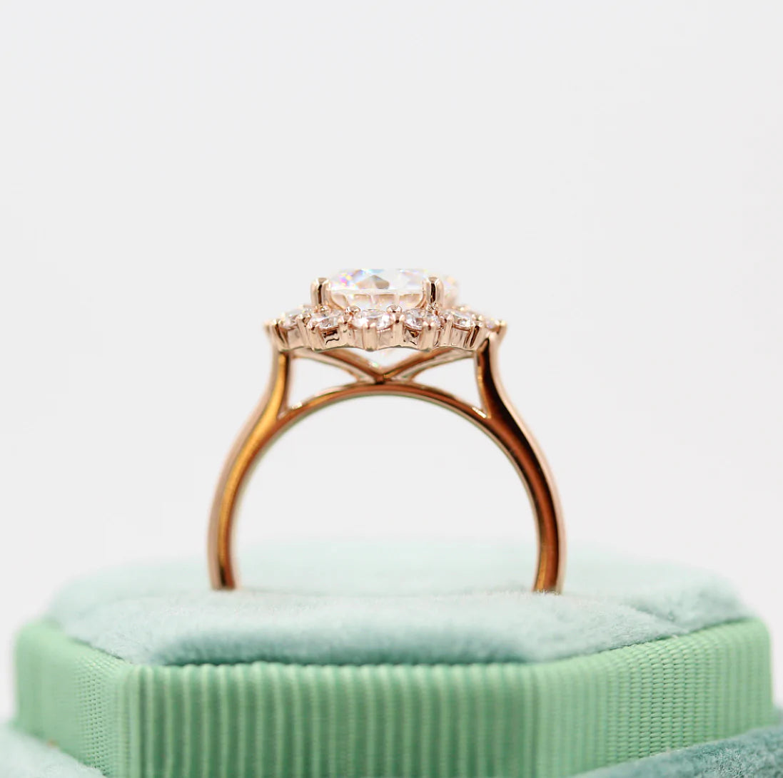 2.0CT Round Cut Moissanite Halo Engagement Ring