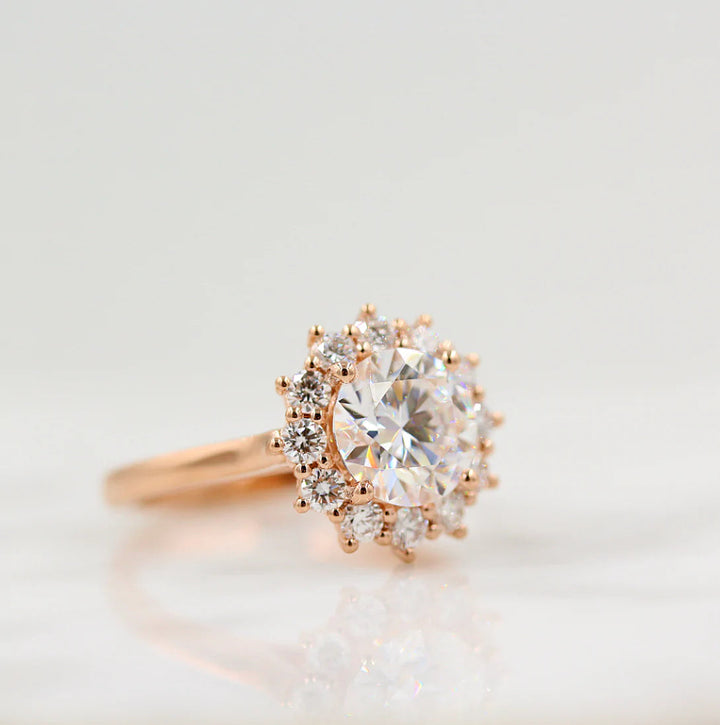 2.0CT Round Cut Moissanite Halo Engagement Ring