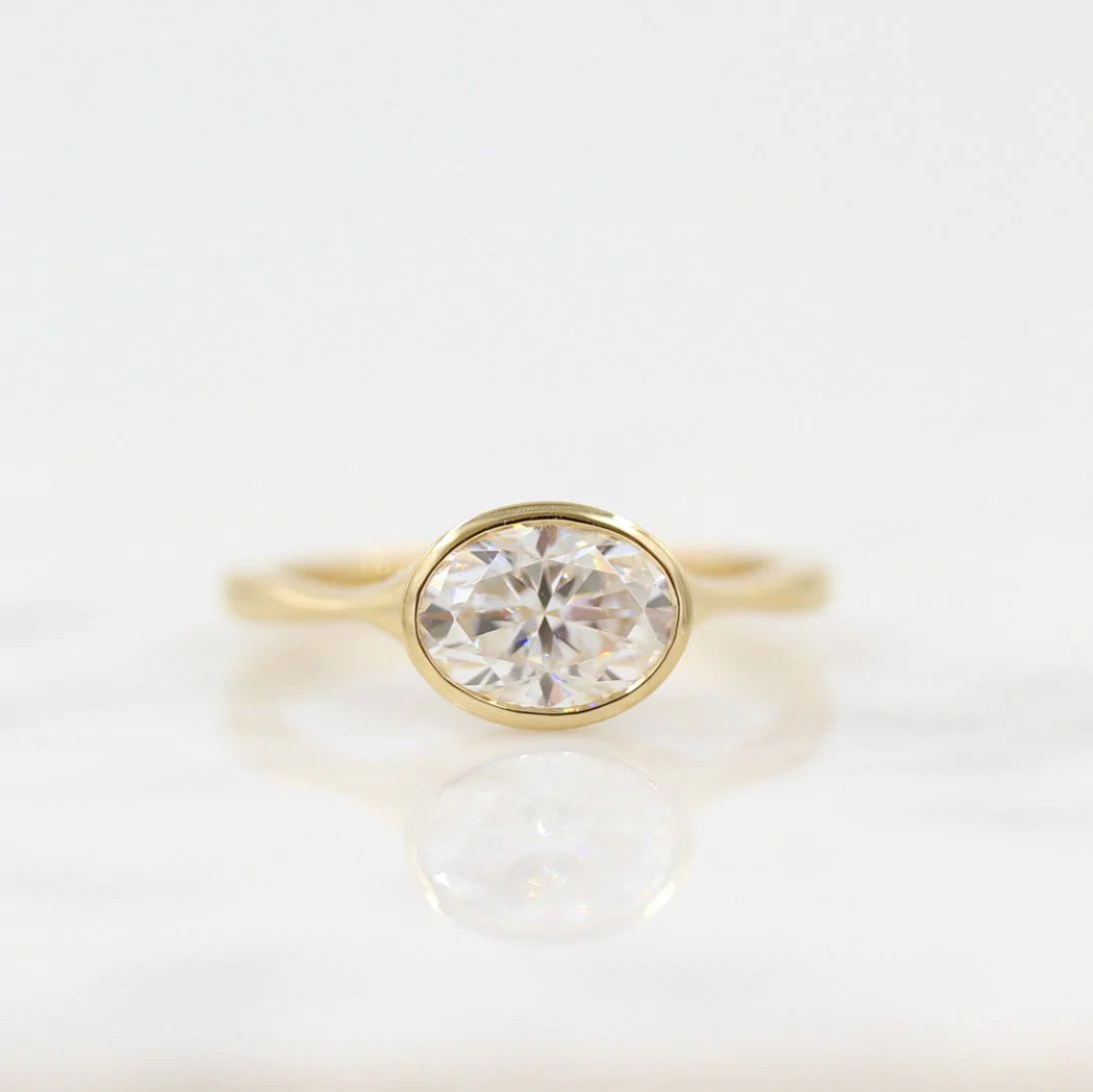 1.5CT East West Oval Cut Moissanite Solitaire Engagement Ring