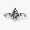 Kite Black Rutilated Quartz Curved Engagement Ring with Moissanite Sidestones