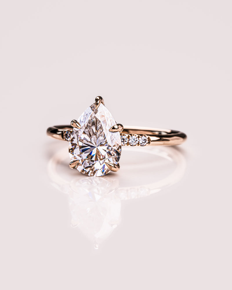 1.93-3.93 CT Pear CVD Diamond Hidden Halo Engagement Ring