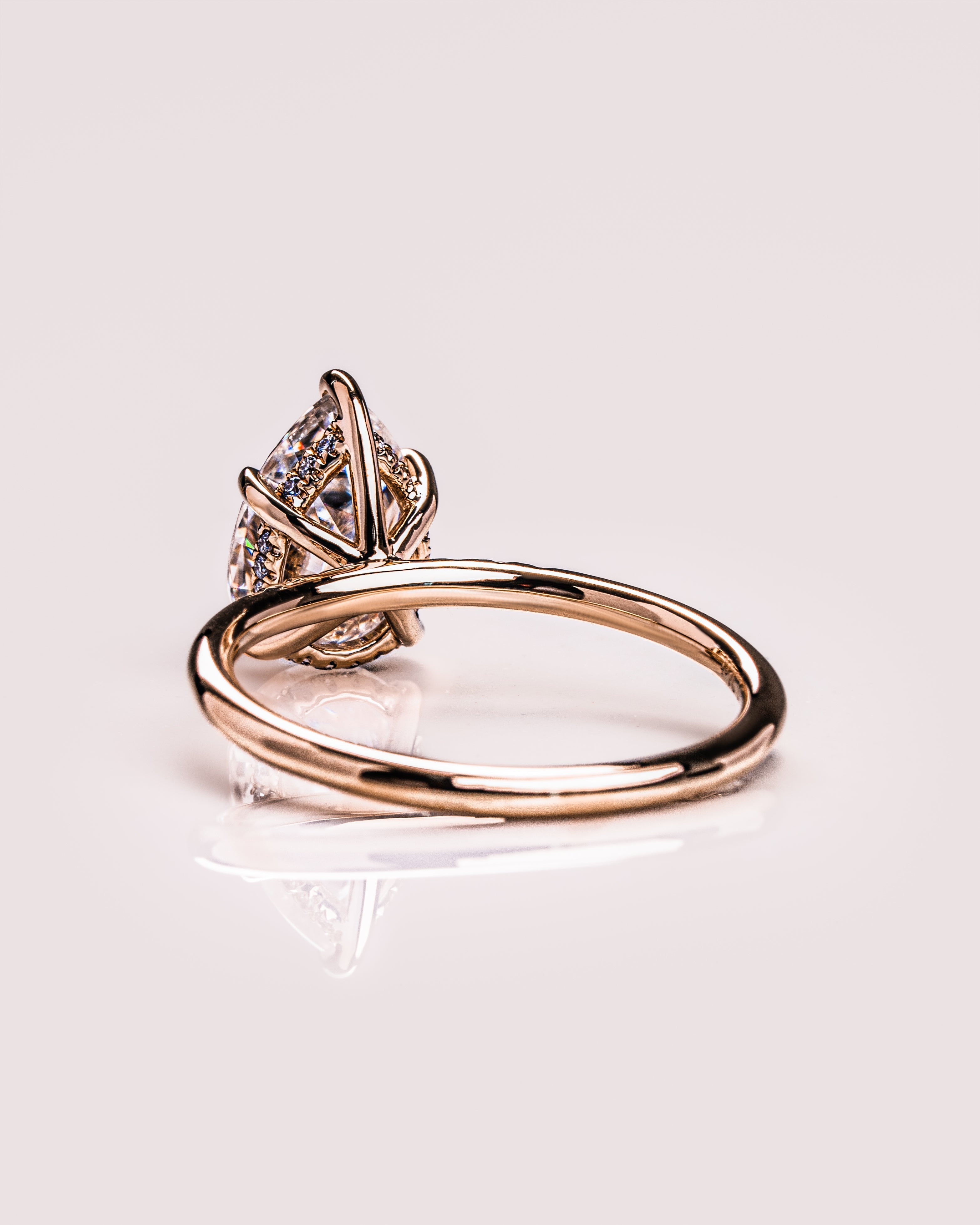 1.93-3.93 CT Pear CVD Diamond Hidden Halo Engagement Ring