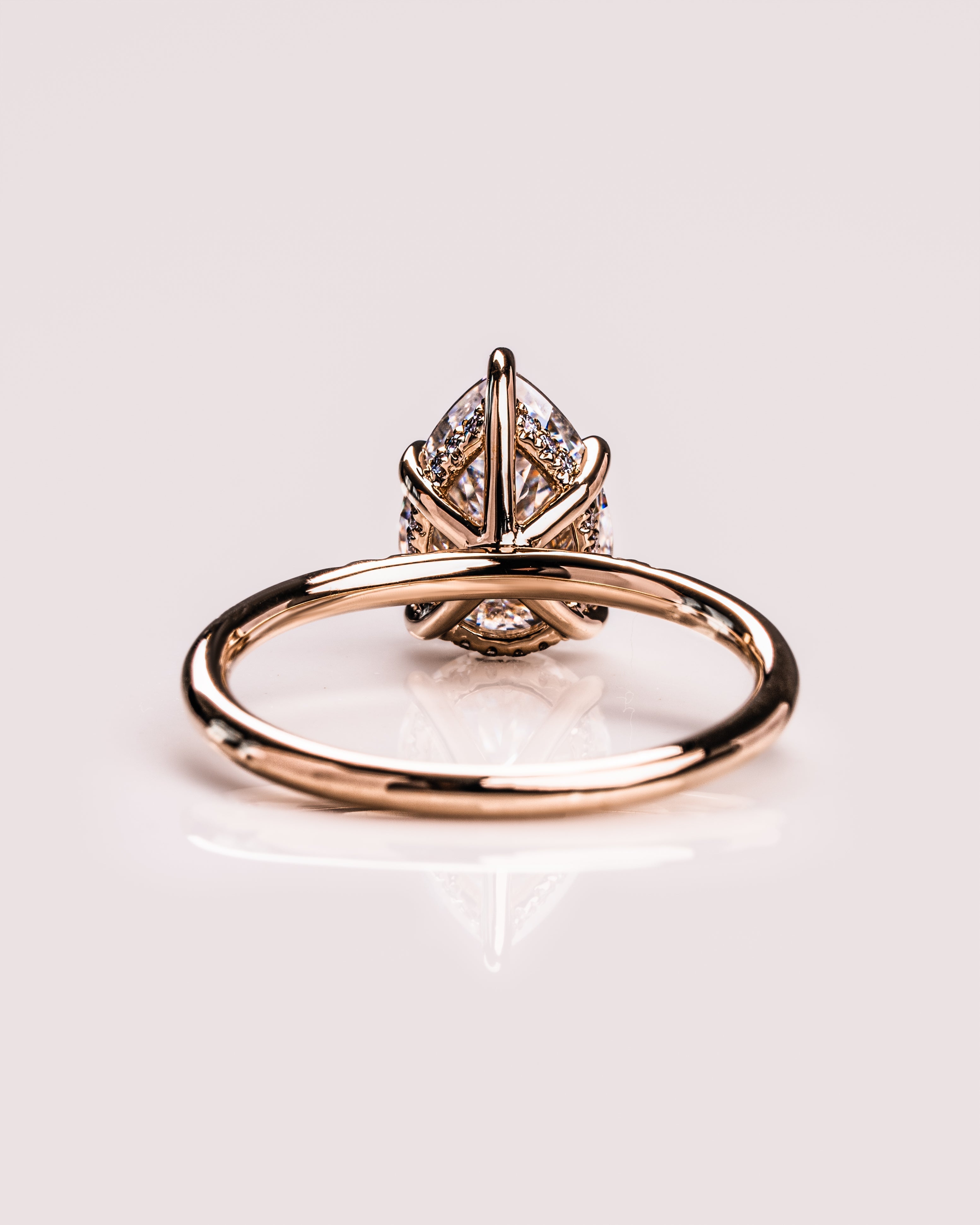 1.93-3.93 CT Pear CVD Diamond Hidden Halo Engagement Ring