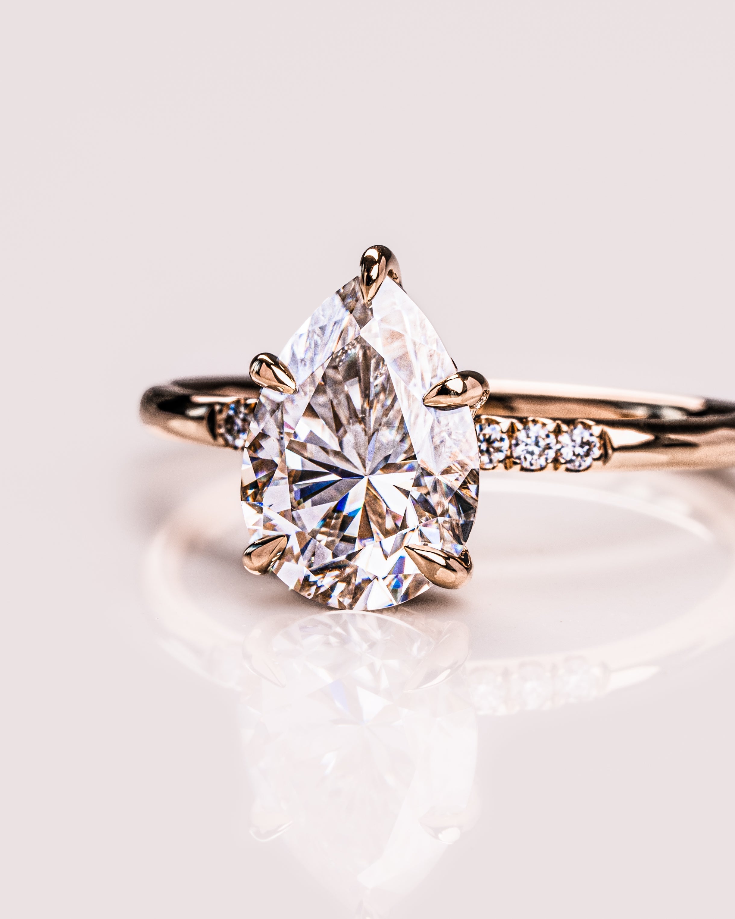 1.93-3.93 CT Pear CVD Diamond Hidden Halo Engagement Ring