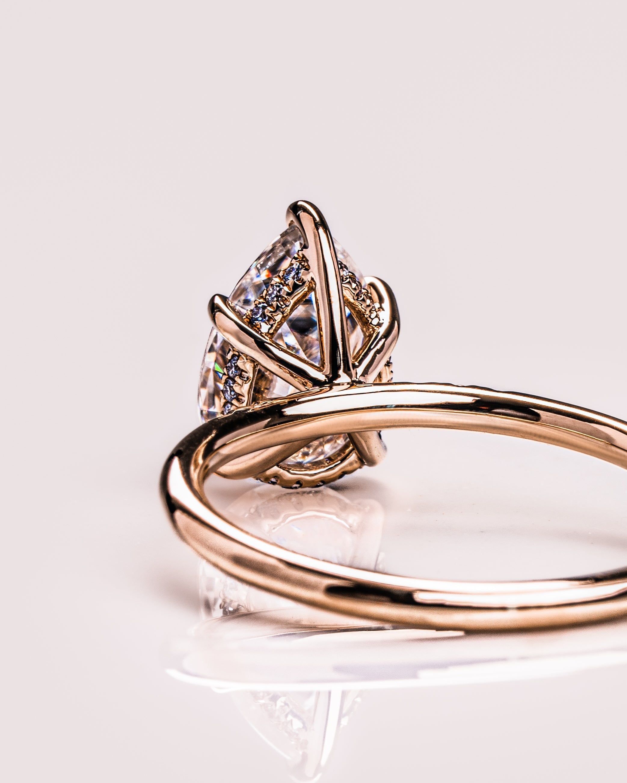 1.93-3.93 CT Pear CVD Diamond Hidden Halo Engagement Ring