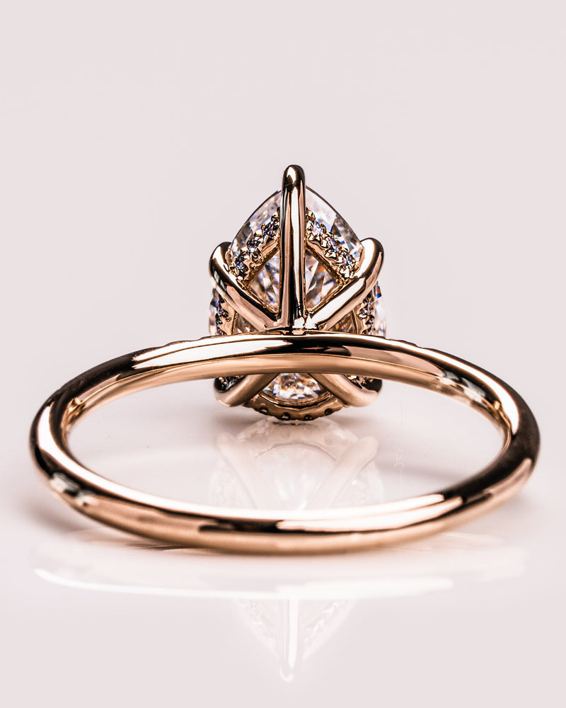 1.93-3.93 CT Pear CVD Diamond Hidden Halo Engagement Ring