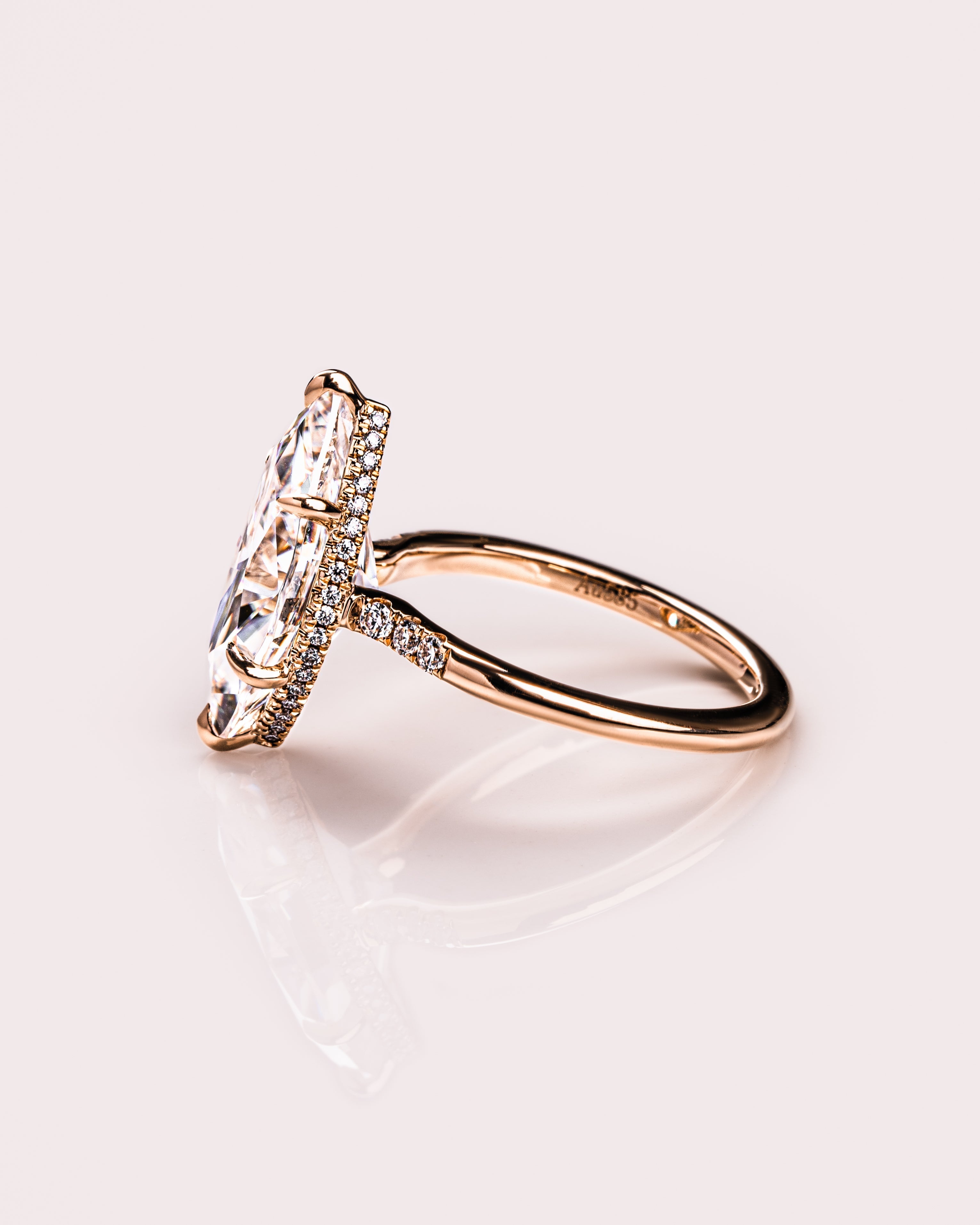 1.50-3.0 CT Marquise  CVD Diamond Hidden Halo Engagement Ring