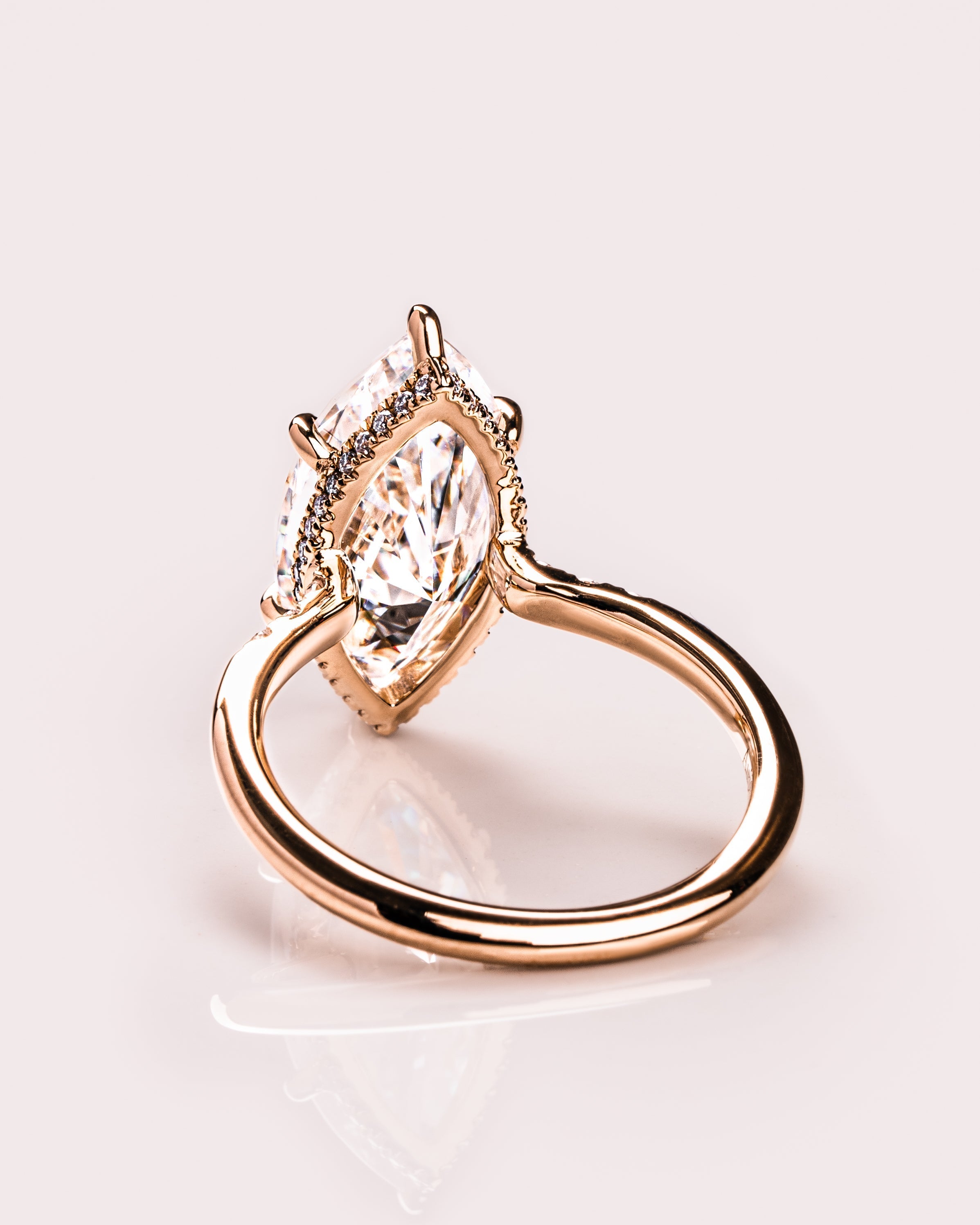 1.50-3.0 CT Marquise  CVD Diamond Hidden Halo Engagement Ring