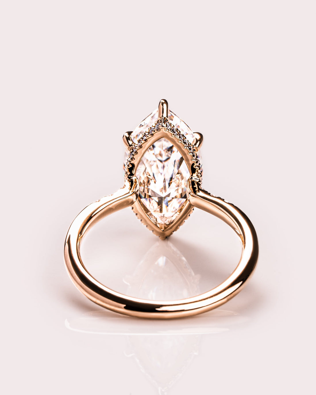 1.50-3.0 CT Marquise  CVD Diamond Hidden Halo Engagement Ring
