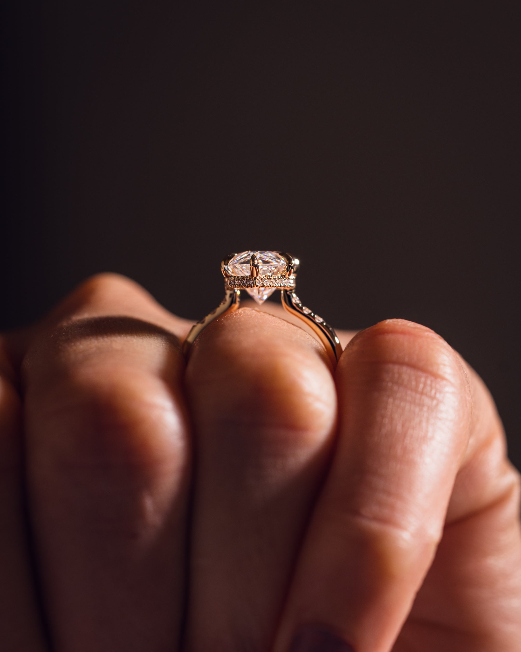 1.50-3.0 CT Marquise  CVD Diamond Hidden Halo Engagement Ring