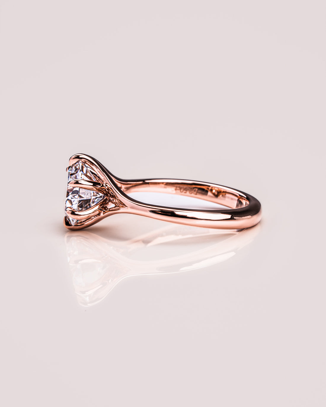 1.0-3.0 CT Round  CVD Diamond Solitaire Split Shank Style Engagement Ring