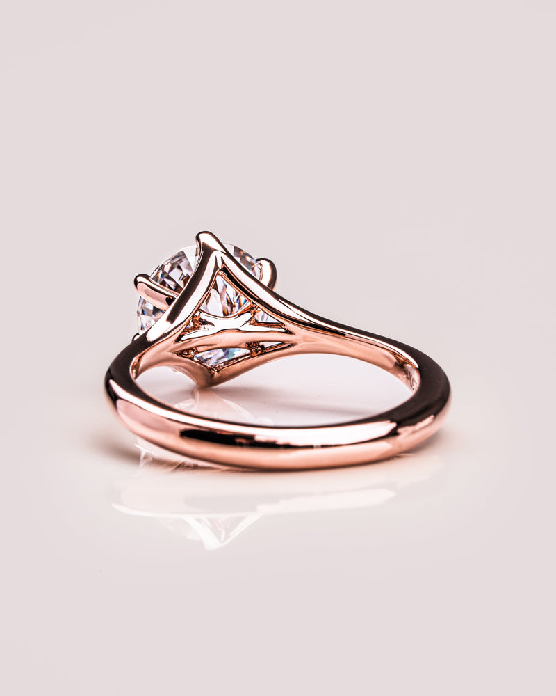 1.0-3.0 CT Round  CVD Diamond Solitaire Split Shank Style Engagement Ring