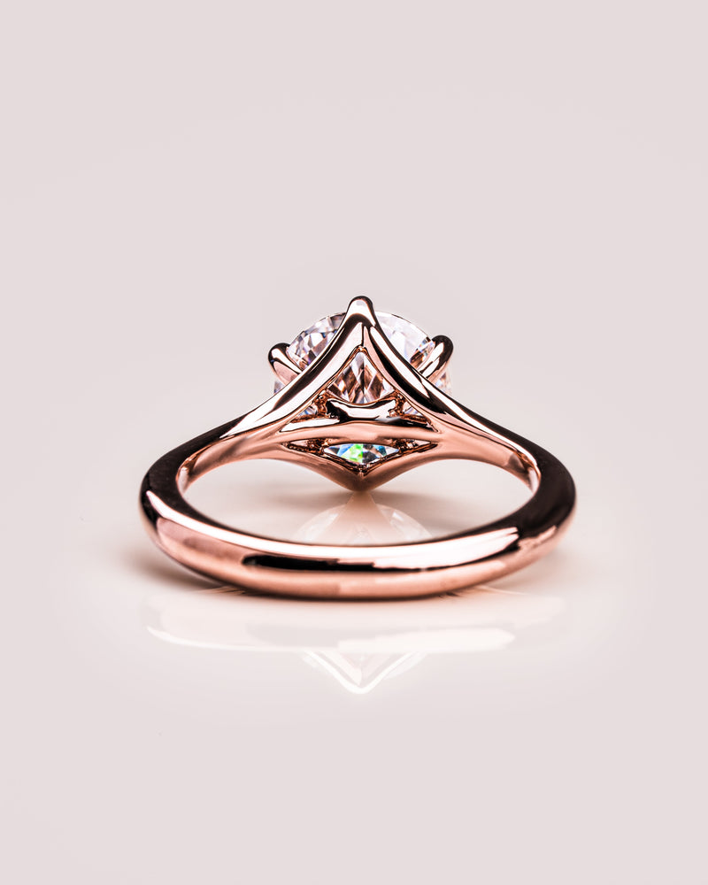 1.0-3.0 CT Round  CVD Diamond Solitaire Split Shank Style Engagement Ring