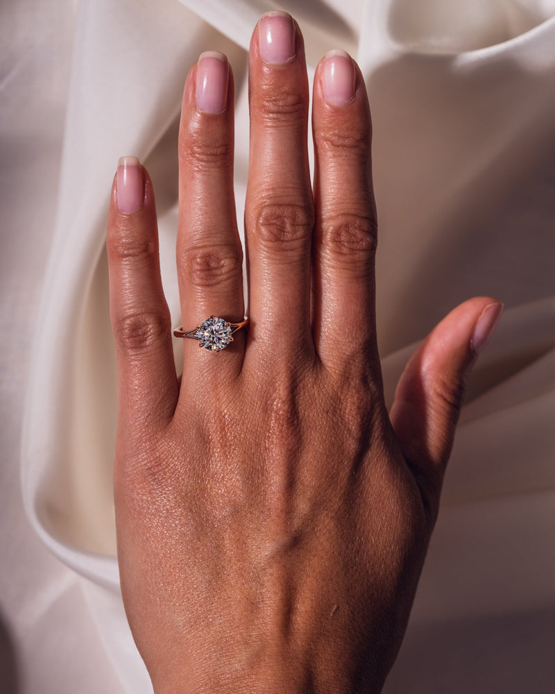 1.0-3.0 CT Round  CVD Diamond Solitaire Split Shank Style Engagement Ring